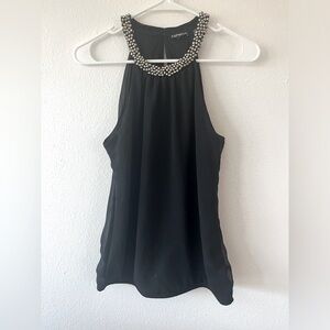 Express Black Tank with Beaded Neckline